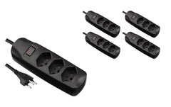 FURBER.power | F.power Steckdosenleiste 3xT13 KIT5 | 230V, H05VV-F 3G1.00, MS, schwarz (5/25)