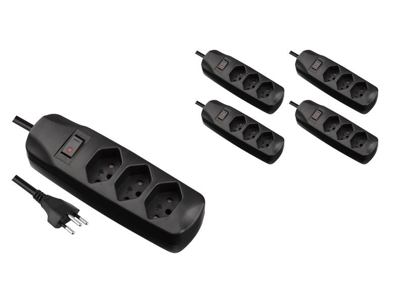 FURBER.power | F.power Steckdosenleiste 3xT13 KIT5 | 230V, H05VV-F 3G1.00, MS, schwarz (5/25)