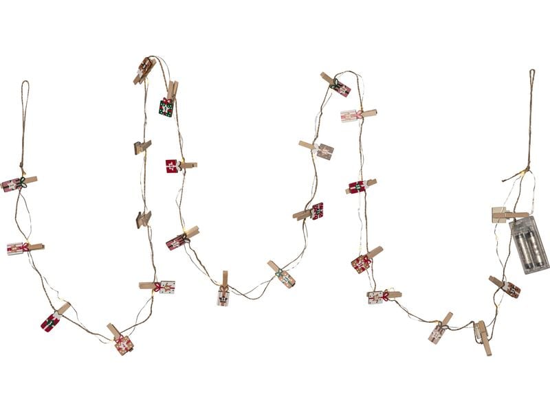 Star Trading | Lichterkette Clippy Advent | IP20, Warmweiss, 24 LED