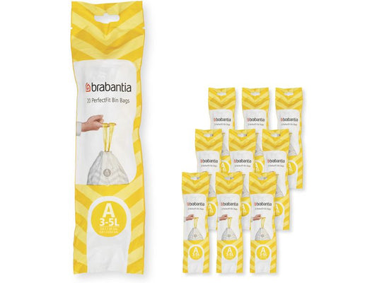 Brabantia | Kehrichtsack Perfectfit A | 3L, 200 Stück, Multipack à 10 Rollen