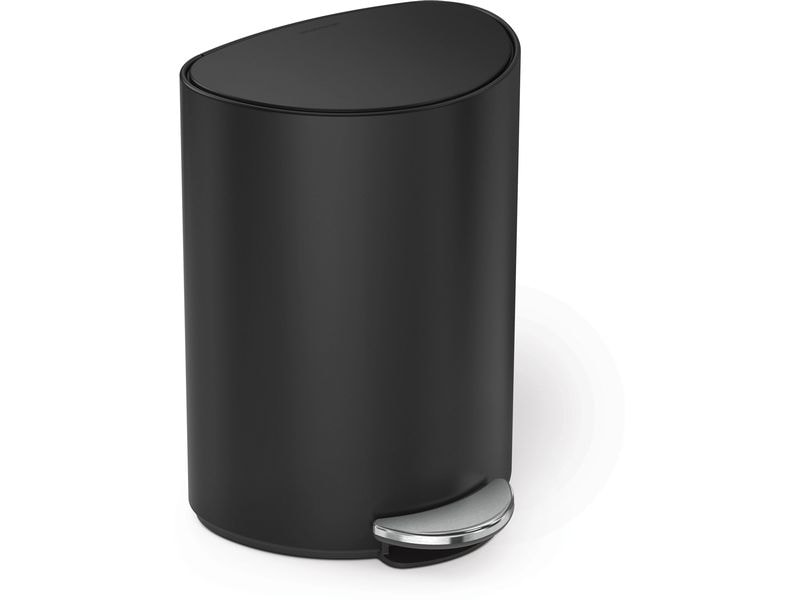 Simplehuman | Abfalleimer 6 l, Schwarz matt | 6 Liter, Edelstahl, 28x20x37 cm
