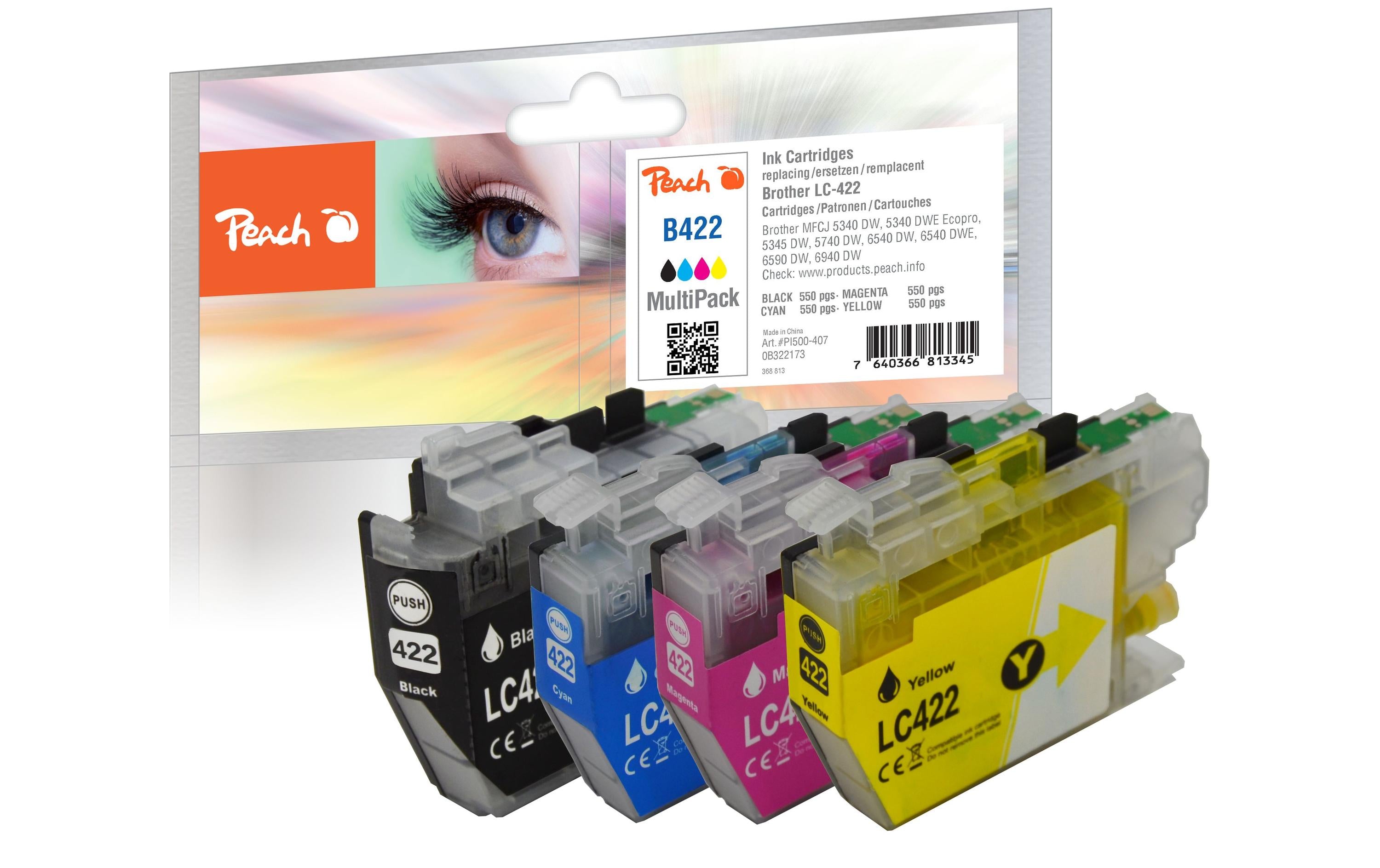 Peach Tinte Brother LC-422 Multipack