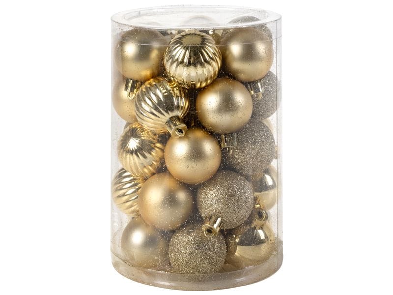 COCON | Weihnachtskugel 34 Stück, Gold | Kunststoff, D: 4cm