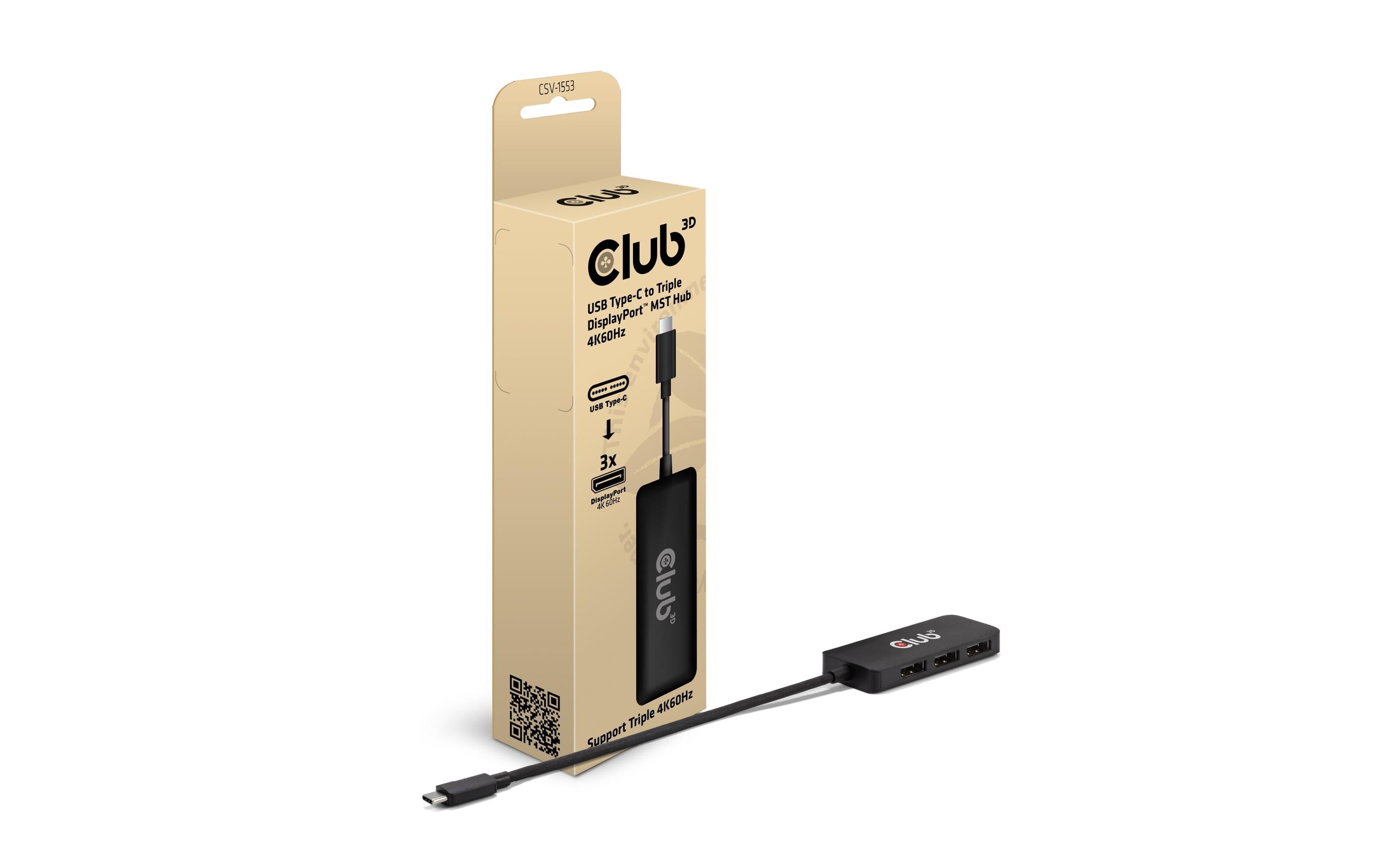 Club 3D,USB Typ-C Hub auf 3x DisplayPort