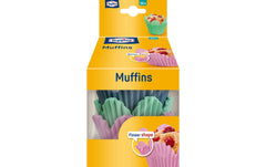 Toppits | Muffin-Papierbackförmchen Blütenfor | D: 7cm, 36 Stück, 3 Farben
