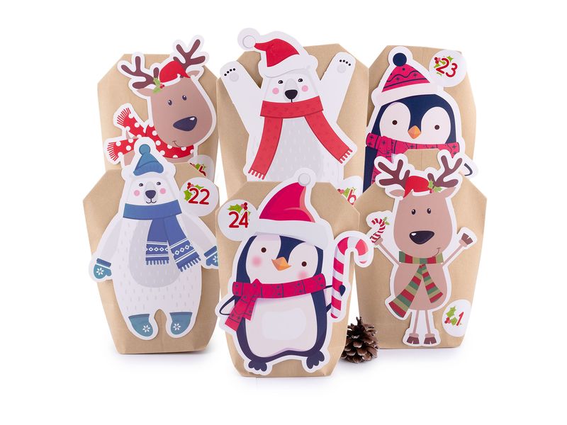 Pajoma | Adventskalender Tier-Mix | 24 Beutel, L14x B6x H22cm