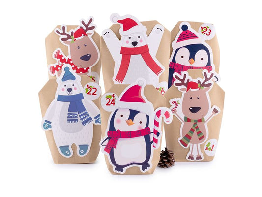 Pajoma | Adventskalender Tier-Mix | 24 Beutel, L14x B6x H22cm