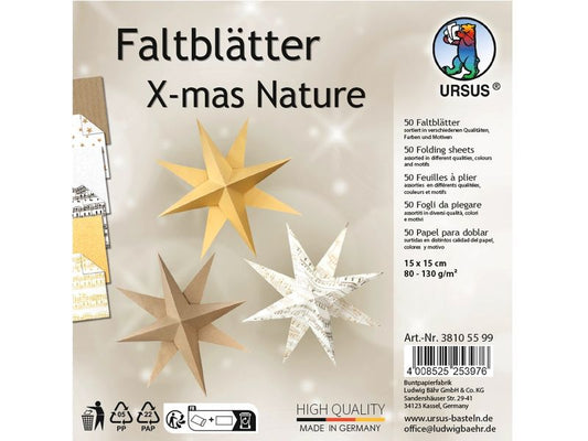 URSUS | Faltblätter X-Mas Nature | 50 Blatt