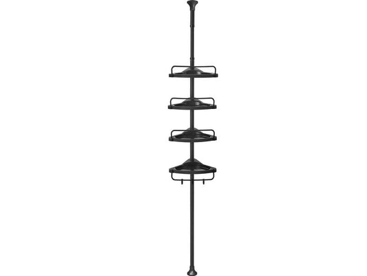 Songmics | Duschregal,Schwarz,höhenverstellbar | 85-305 cm, 4 Ablagen, Traglast proAblage2kg