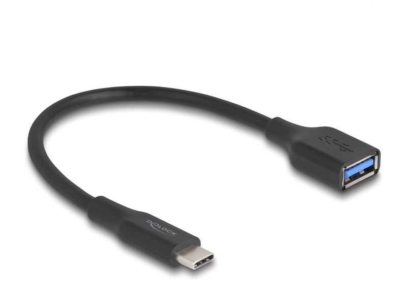 Delock | Adapter USB-C zu USB-A, 19cm, 60W | Stecker zu Buchse, schwarz
