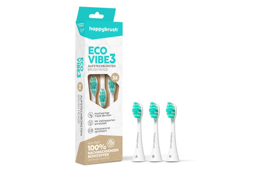 happybrush | Zahnbürstenkopf Eco Vibe 3+ | 3 Stück, White-Mint