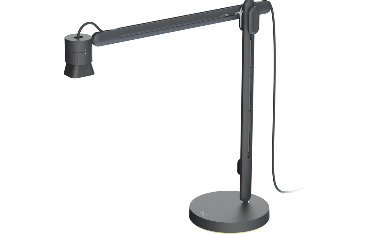 Logitech Webcam Reach mit Tischsockel.