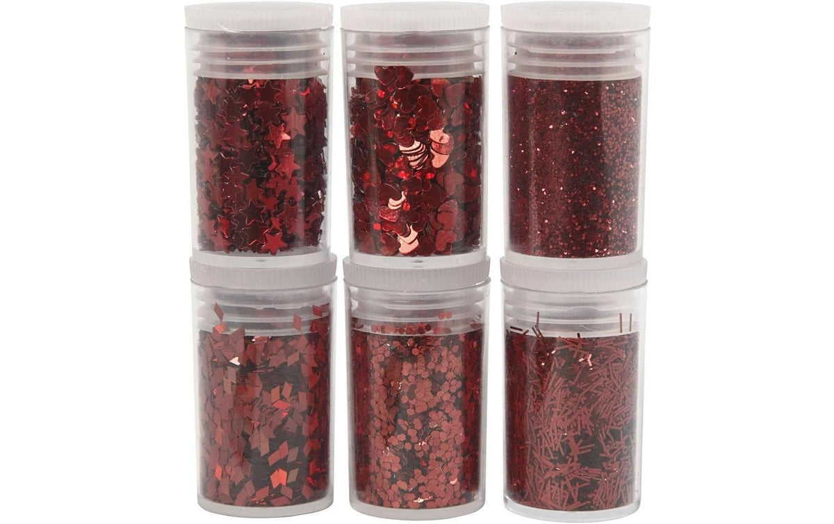 Creativ Company, Glitzerset Rot, 6 x 5 g