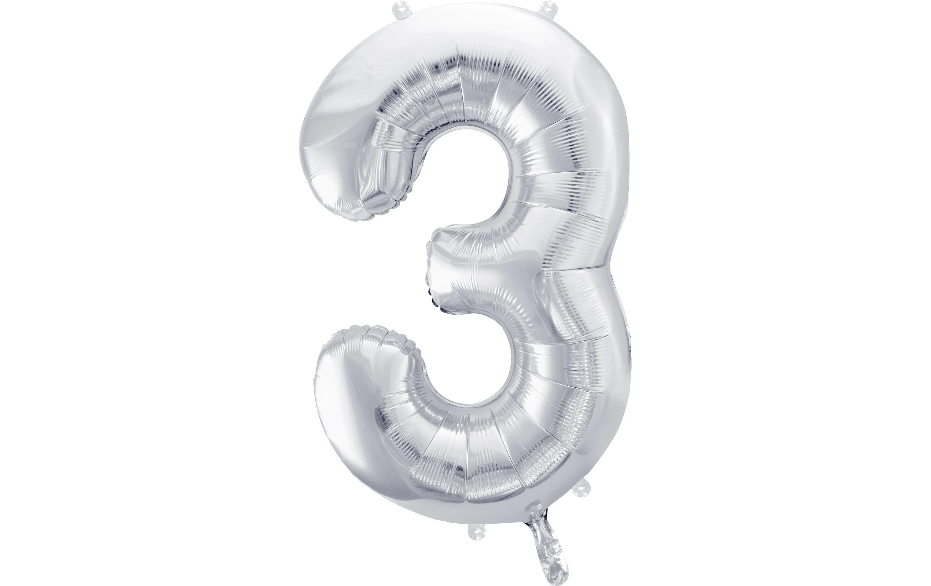 Partydeco Folienballon Zahl 3 gross