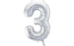 Partydeco Folienballon Zahl 3 gross