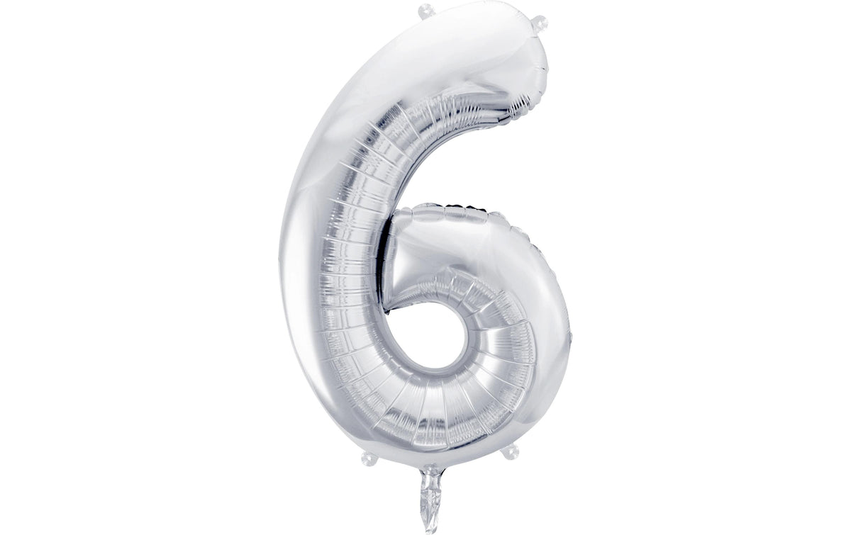 Partydeco Folienballon Zahl 6 gross