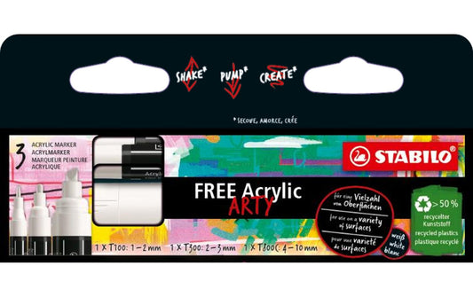 Stabilo FREE Acrylic Mix weiss 3Etui