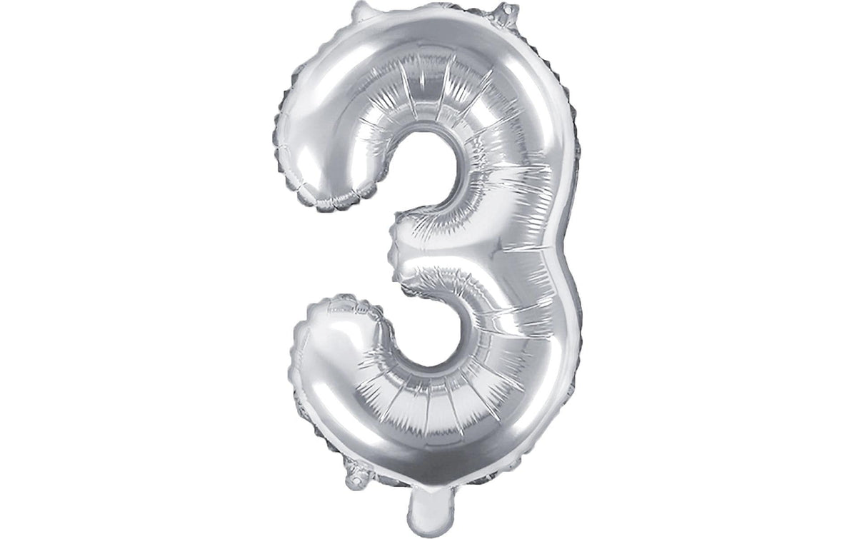 Partydeco Folienballon Zahl 3 klein