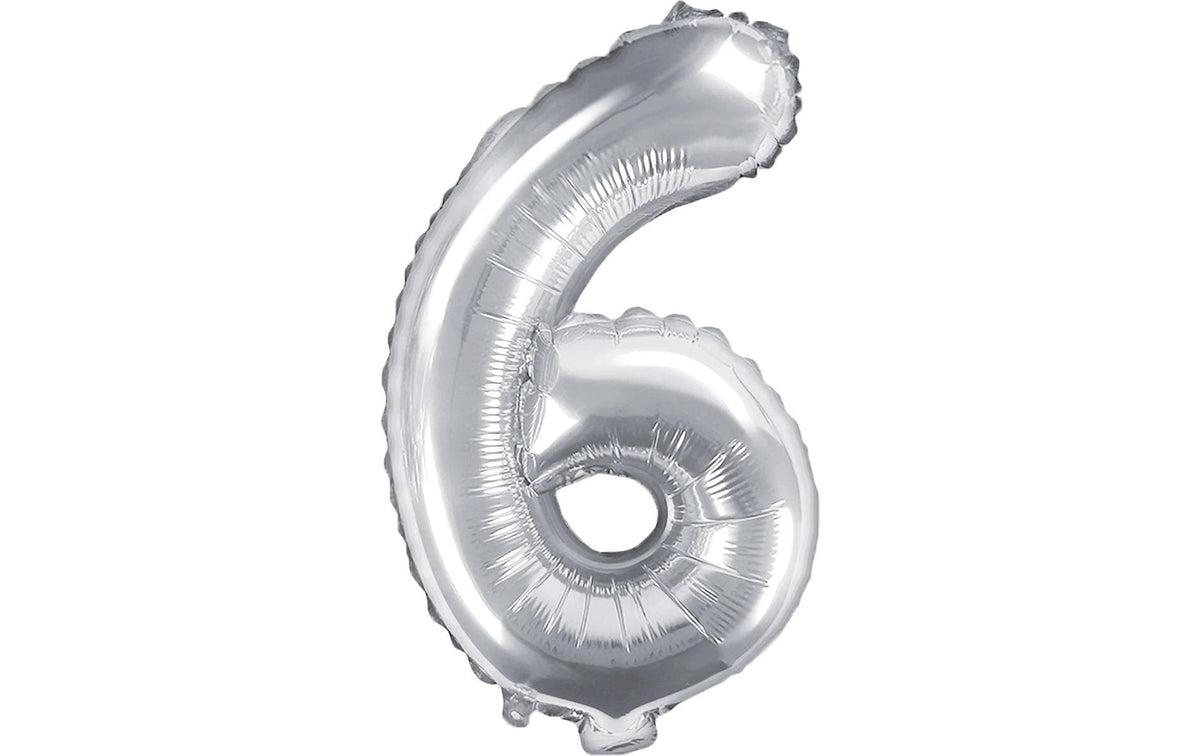 Partydeco Folienballon Zahl 6 klein