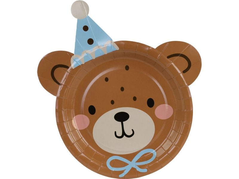 Partydeco | Teller Teddybär Kopf | braun, 21 x 23 cm, 6 Stück