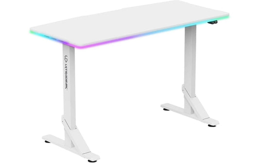 Ultradesk Iron Weiss LED  Gaming Table