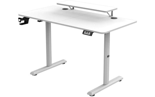 Ultradesk | Higlander Gaming Table | Weiss, höhenverstellbar, inkl. 2 Regalen