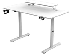 Ultradesk | Higlander Gaming Table | Weiss, höhenverstellbar, inkl. 2 Regalen