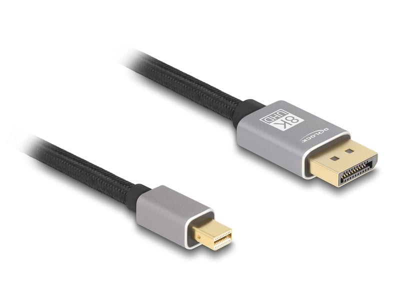 Delock | Mini DisplayPort - DisplayPort Kabel | 2m, grau, Metall ohne Einrastfunktion