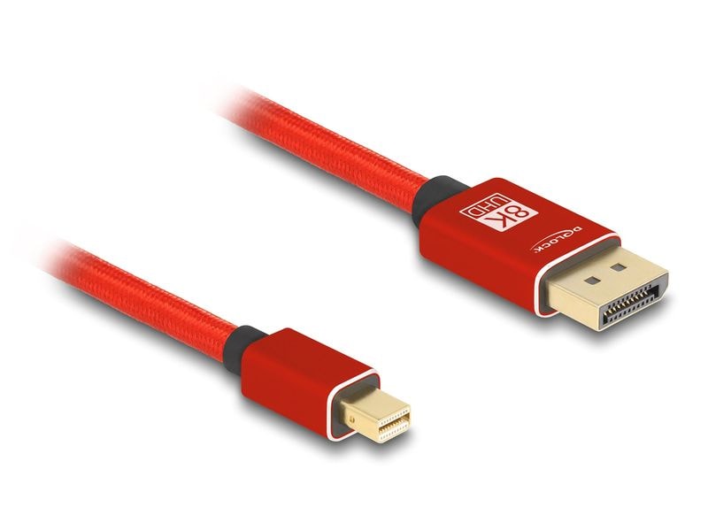 Delock | Mini DisplayPort - DisplayPort Kabel | 1m, rot, Metall ohne Einrastfunktion