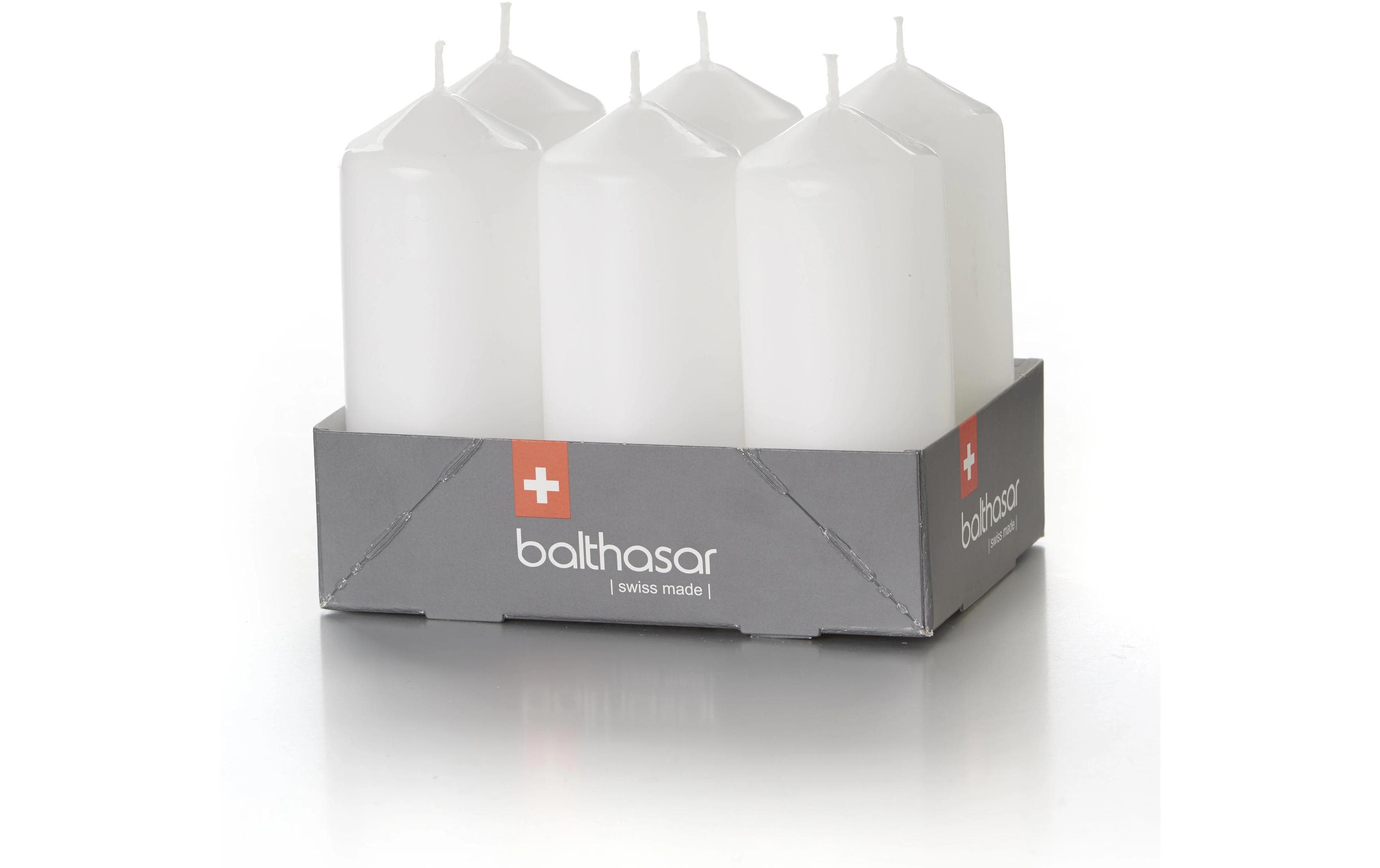 balthasar, Zylinderkerze Weiss, 6 Stück
