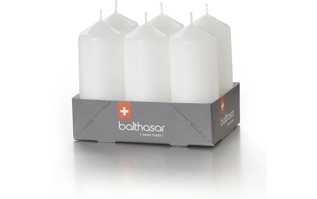 balthasar, Zylinderkerze Weiss, 6 Stück