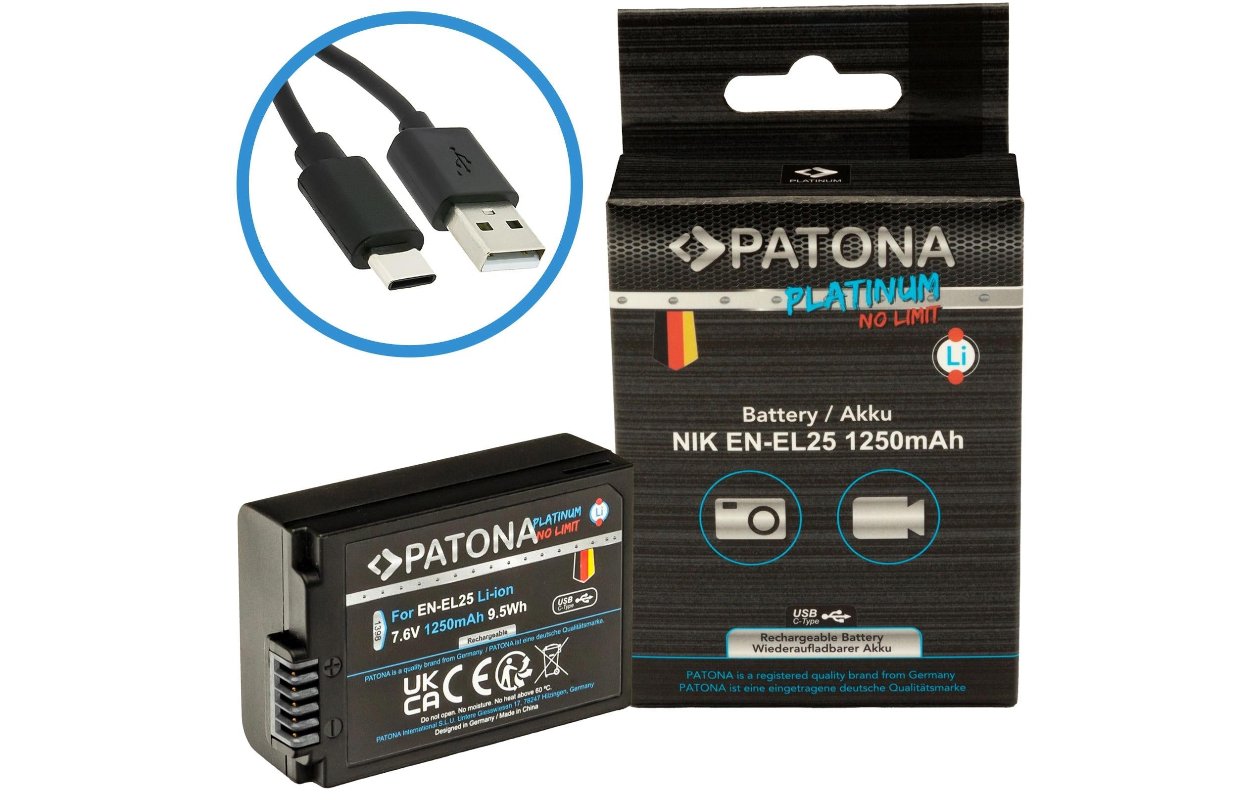 PATONA Platinum Akku mit USB-C EN-EL25