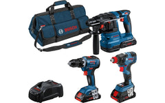 Bosch Professional | 18V Profi Set | GSR18V+GDX18V+GBH18V+3x4.