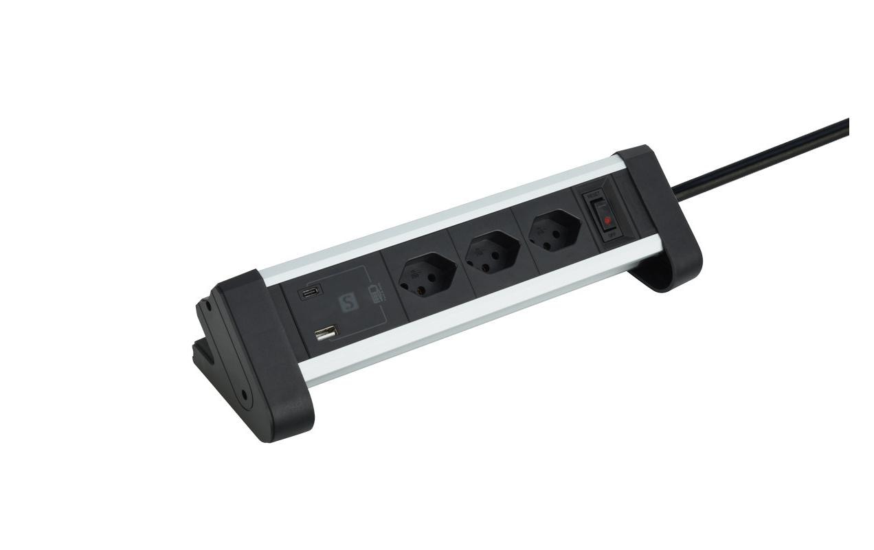 ALU DESKTOP 3xT12 / 1x USB-A / 1x USB-C /sz