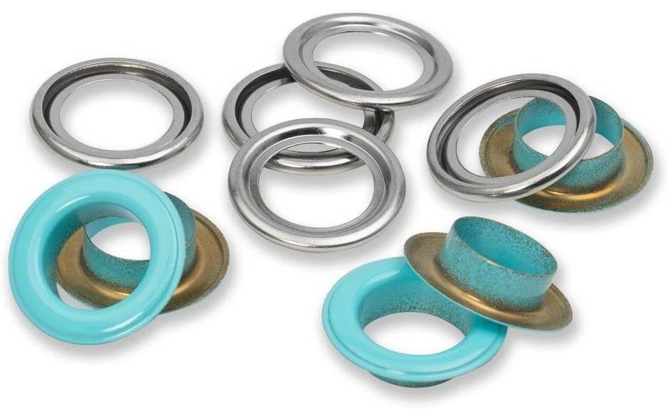 Prym Ösen mit Scheiben , mint-silber