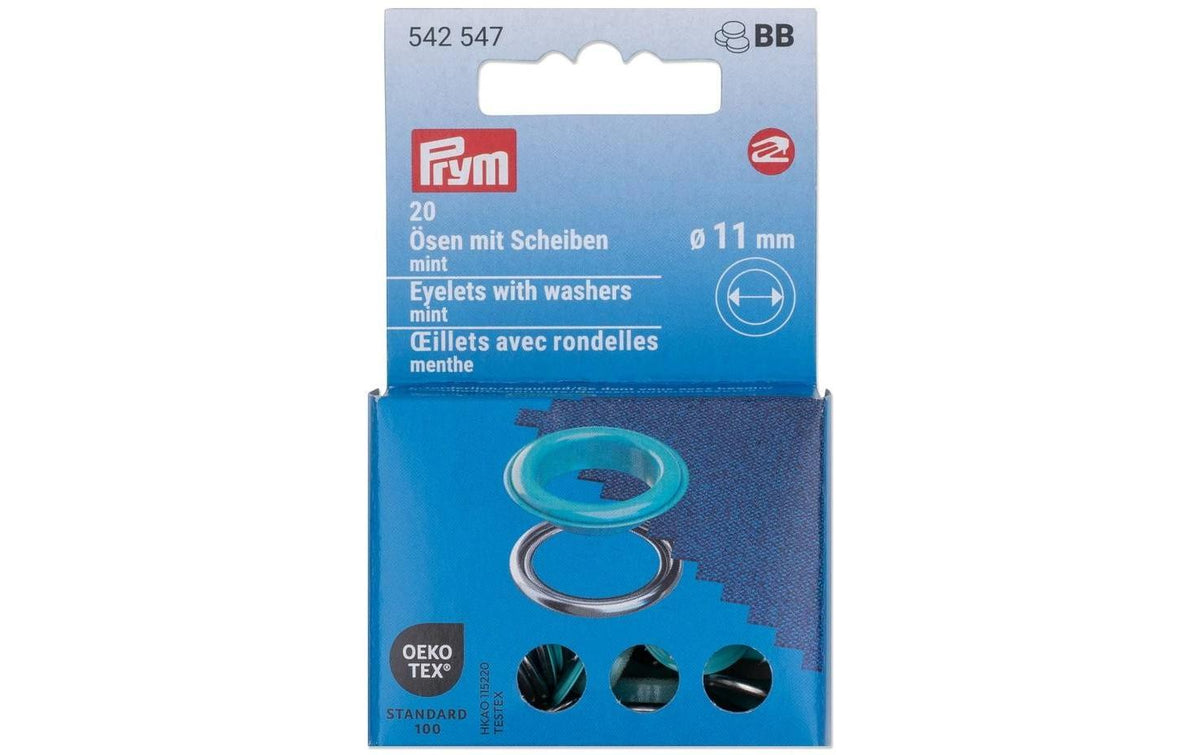 Prym Ösen mit Scheiben , mint-silber