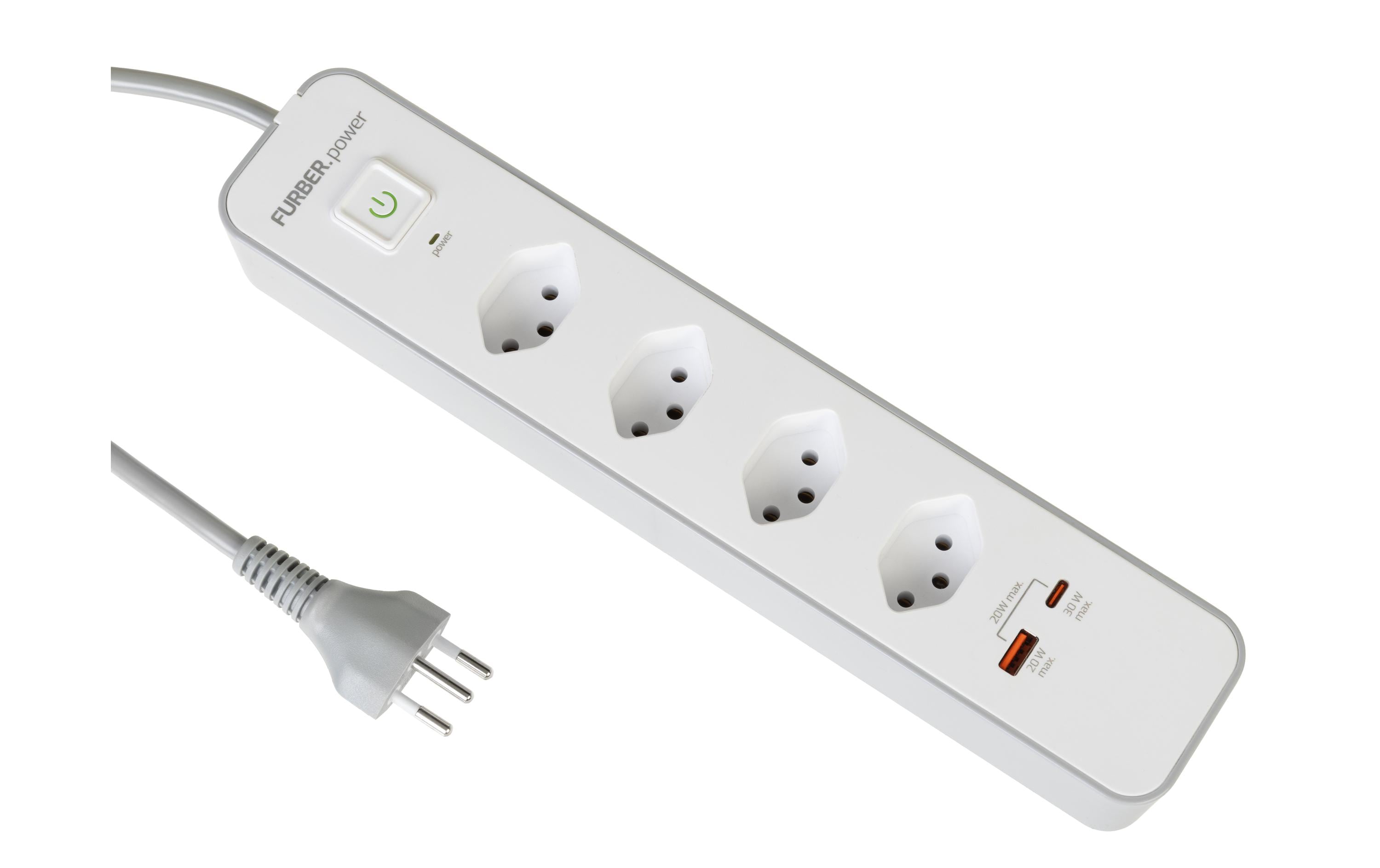 FURBER.power, Steckdosenleiste 4 x T13, USB