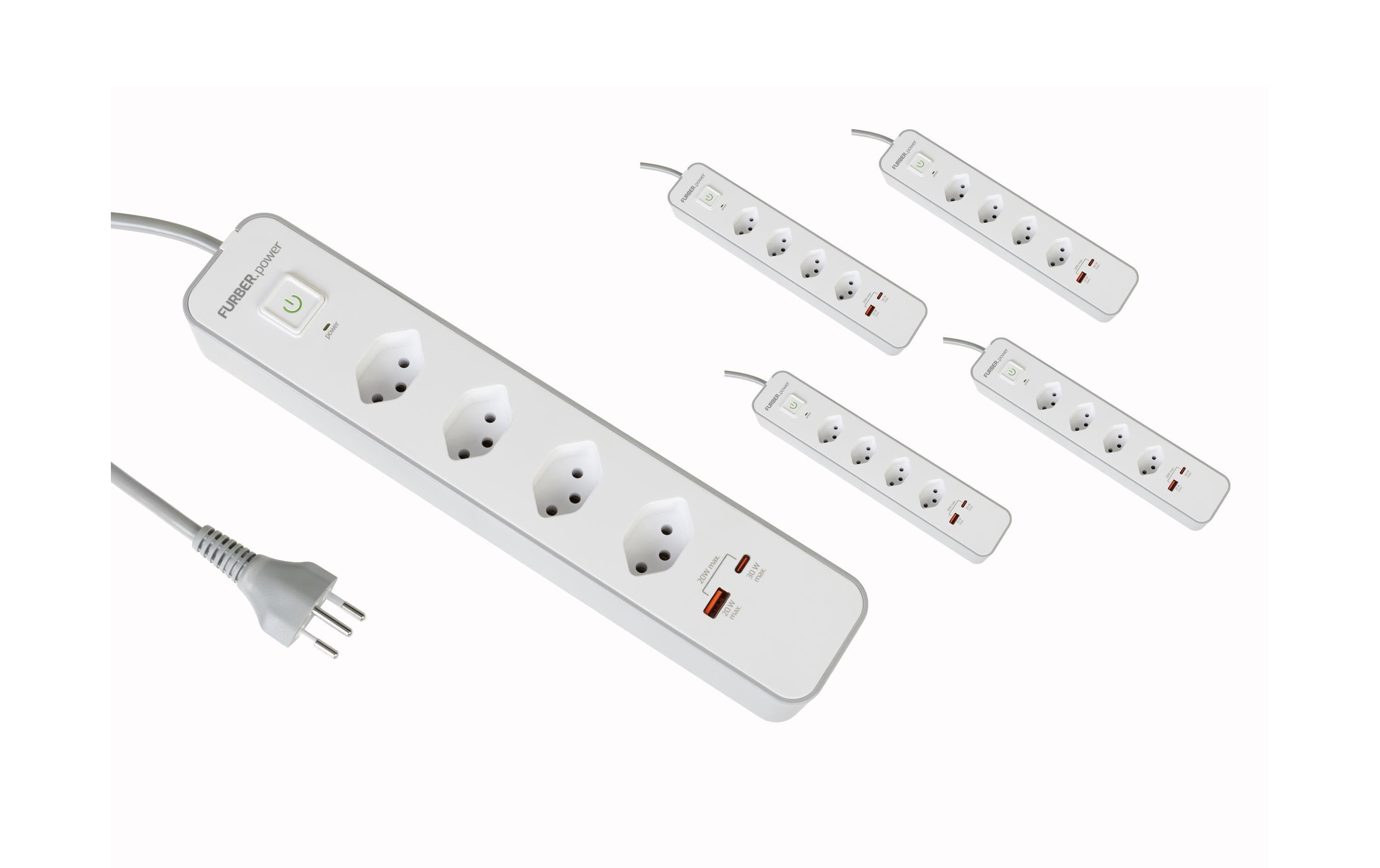 FURBER.power, Steckdosenleiste 4 x T13, USB