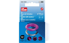 Prym Ösen mit Scheiben , pink-silber