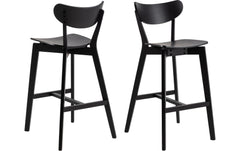 AC Design | Barstuhl Roxby 2 Stück | Gummibaum/Eiche, 2 Stück, Schwarz