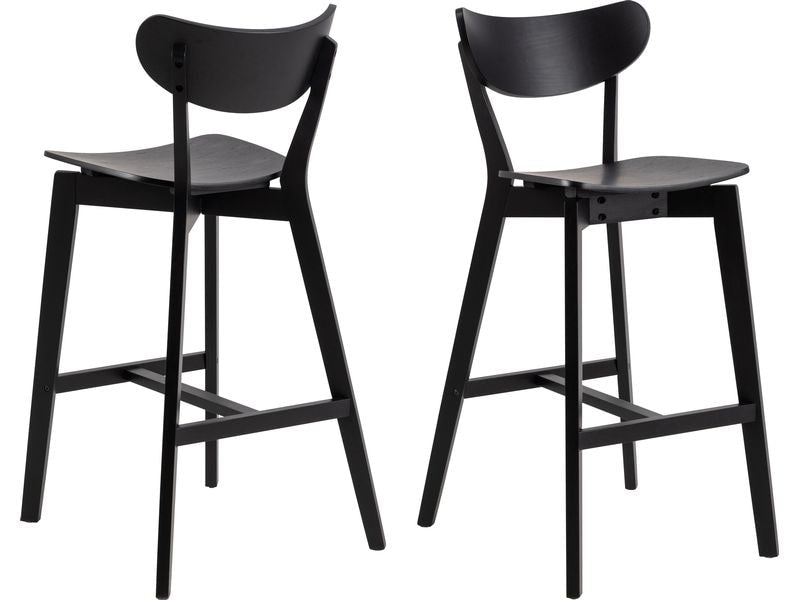 AC Design | Barstuhl Roxby 2 Stück | Gummibaum/Eiche, 2 Stück, Schwarz