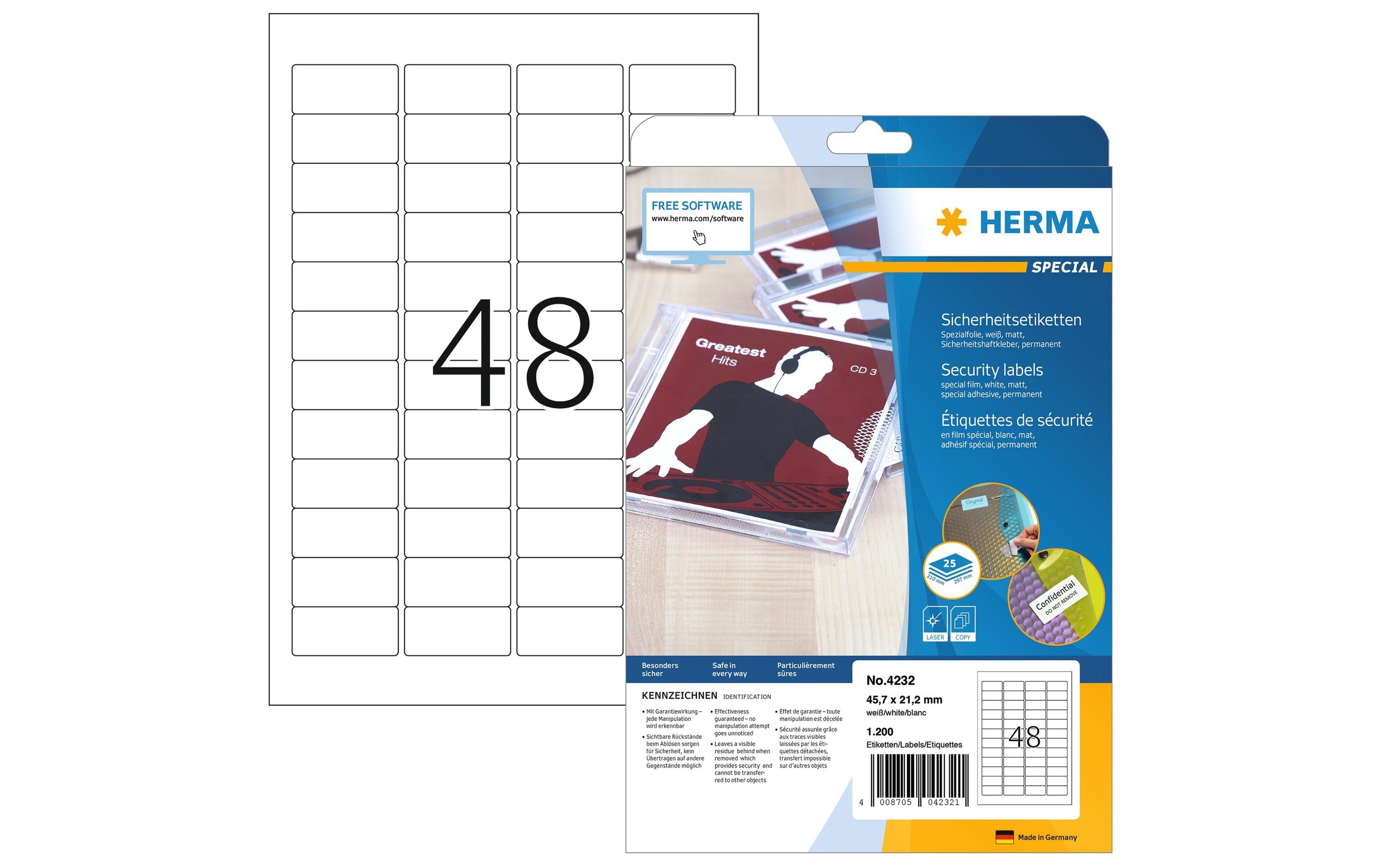 Herma Sicherheitsetiketten 4232 45.7x21.2