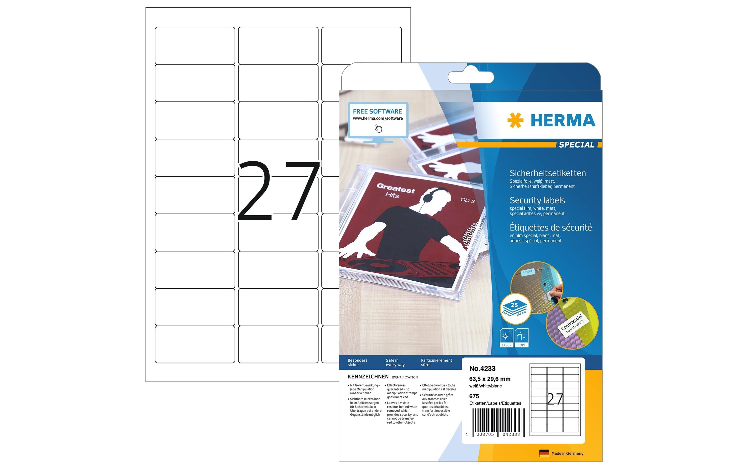 Herma Sicherheitsetiketten 4233 63.5x29.6