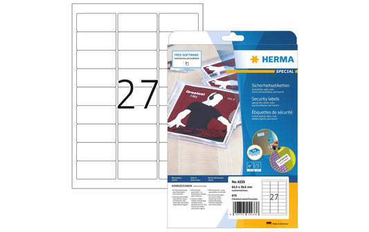 Herma Sicherheitsetiketten 4233 63.5x29.6