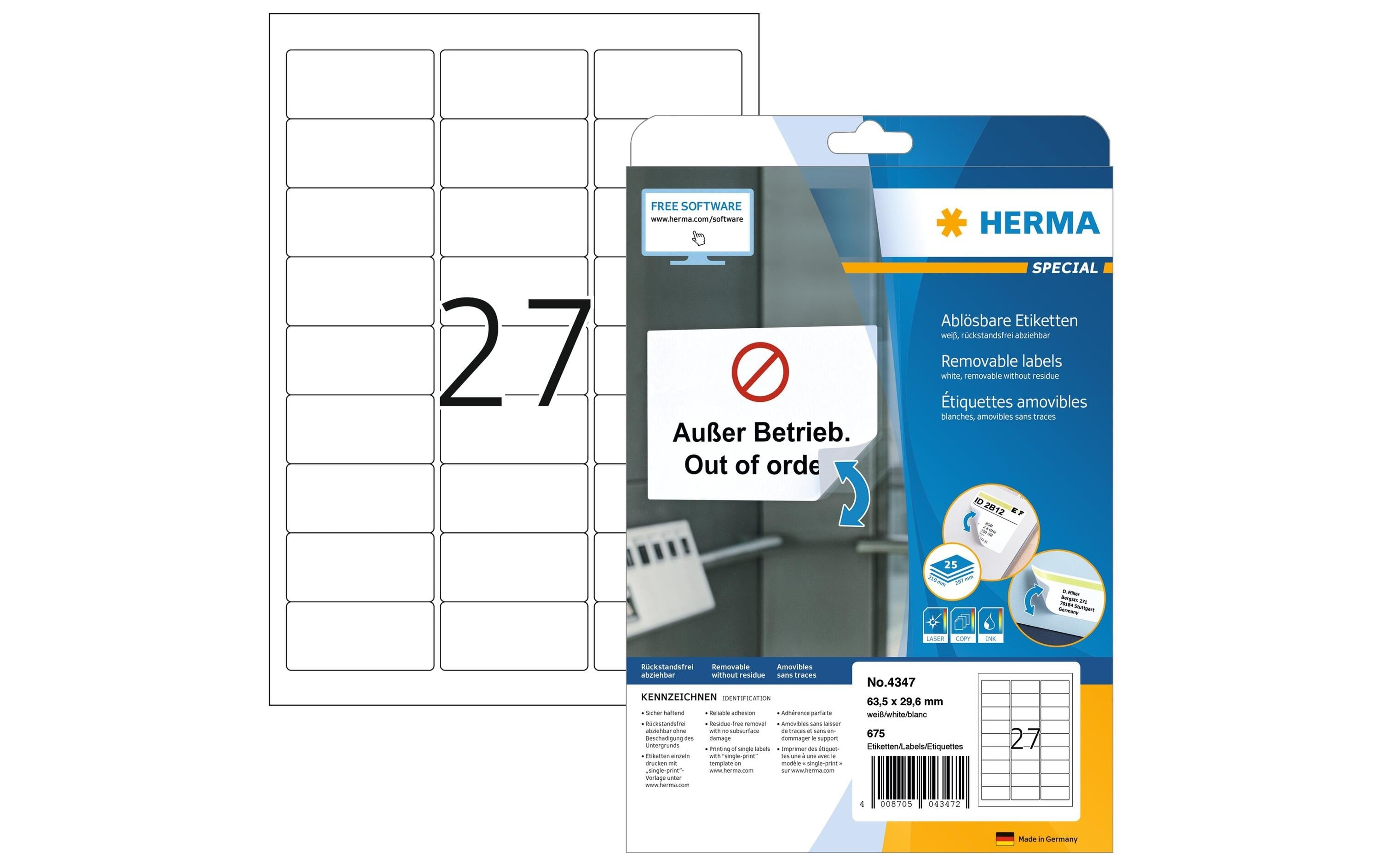 Herma Etiketten Movables 4347 63.5 x 29.6mm