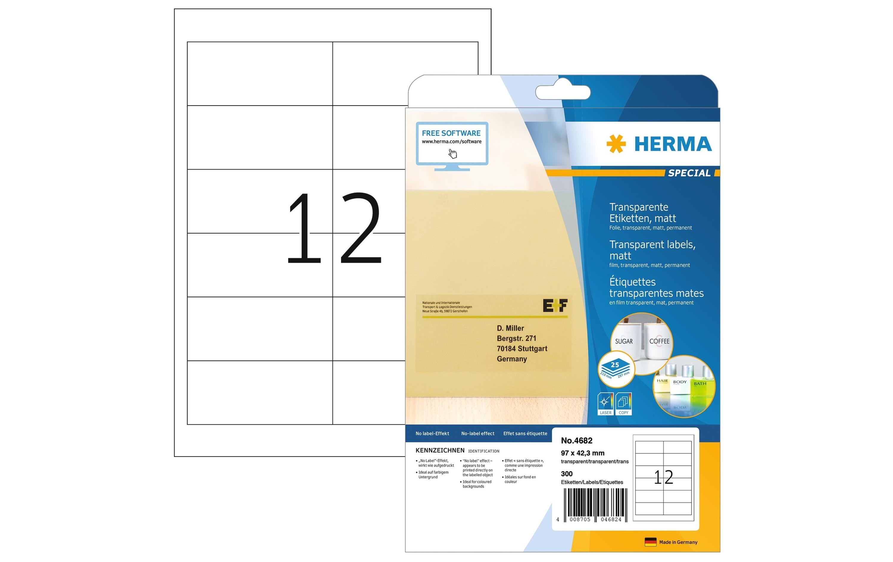 Herma Laser-Etiketten transparent matt
