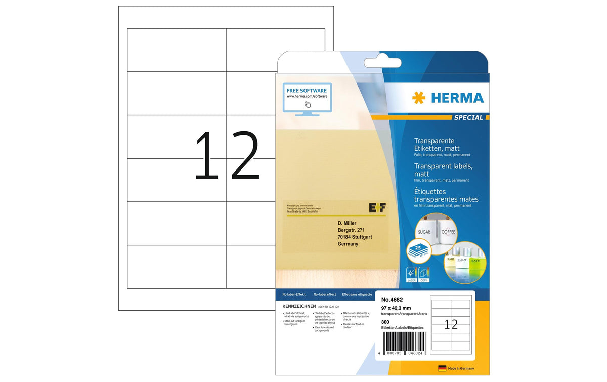Herma Laser-Etiketten transparent matt