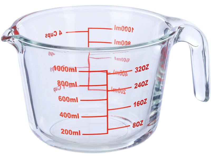 relaxdays | Messbecher 1 Liter | Borosilikatglas