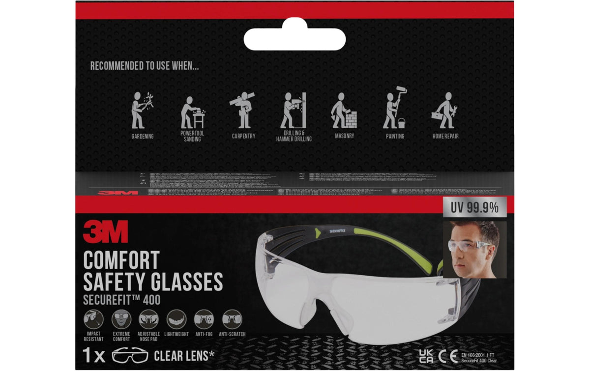 3M SecureFitSchutzbrille klar