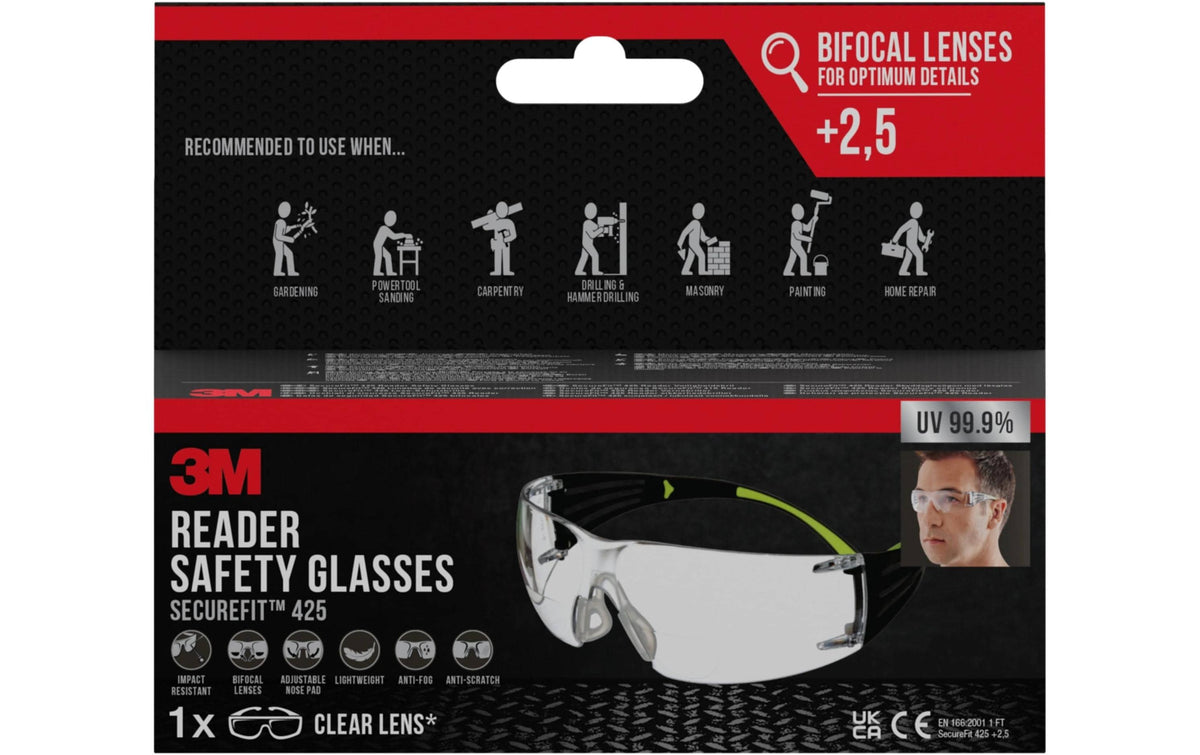 3M Schutzbrille mit +2.5 Dioptrie